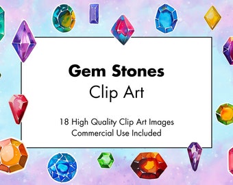 Può includere: Una collezione di 18 immagini clip art di alta qualità di pietre preziose colorate. Gem Stones Clip Art. Uso commerciale incluso.