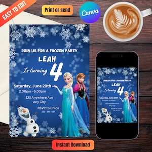 Frozen MAGISCHE verjaardagsuitnodiging met gratis bedankkaart – Personaliseer op jouw manier!