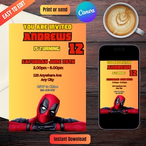 Deadpool and Wolverine Birthday Invitation | Editable Digital Download | Superhero Party Invite | 5x7 Instant Download | Printable Deadpool