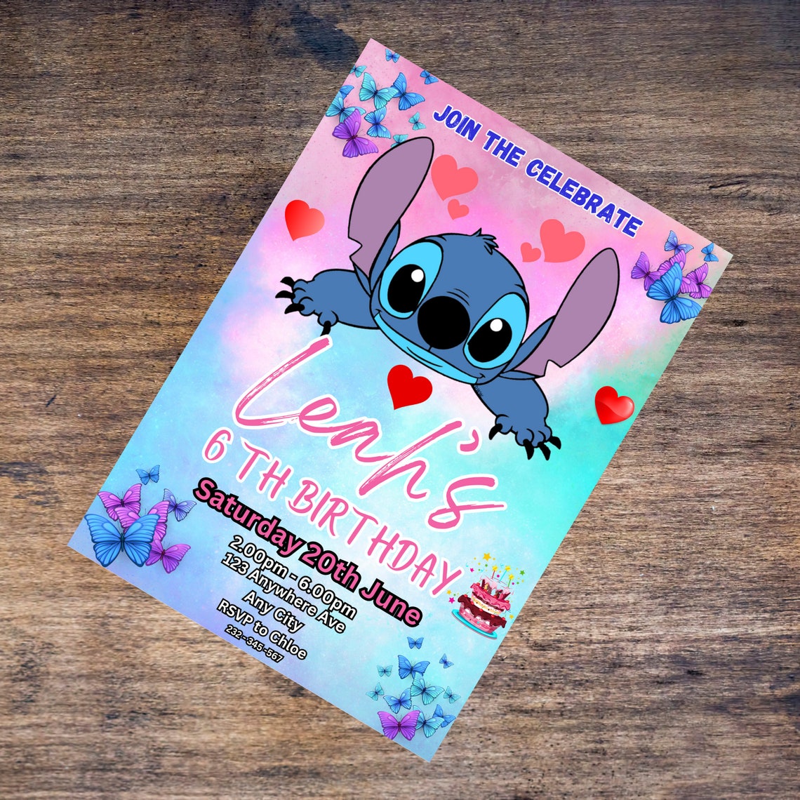 Stitch Birthday Invitation Template Editable, Printable Birthday Party Invitations, Digital Kids ...