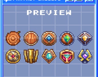 Fantasy RPG Pixel Art Shield Badges | Twitch Sub Bits (Digital Download)