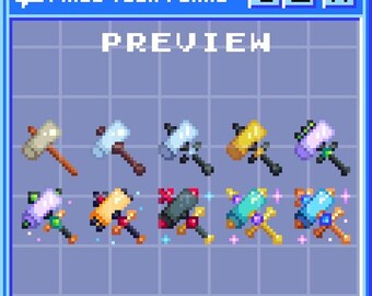 Fantasy RPG Hammer & Maces Twitch Sub Bits Badges || 10x Cool Pixel Art 8-bit Fantasy Weapons Loyalty Medal