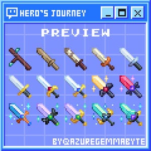 Fantasy RPG Sword MEGA PACK Twitch Sub Bits Badges || 15x Cool Pixel Art 8-bit Fantasy Swords Loyalty Medal