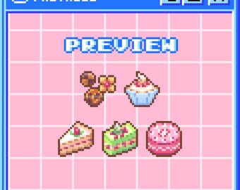 Pastry & Cake Twitch Sub Bits Badges || 5 Cute Pixel Art 8-bit Pastries Loyalty Medal