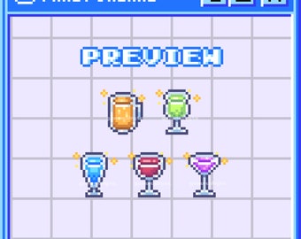 Pixel Art Cocktail Twitch Badges | Alcohol Drinks, Sparkle Flair (Digital Download)