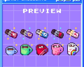 Hot Chocolate Twitch Sub Bits Badges || 10x Cute Pixel Art 8-bit Coco Treats Loyalty Medal