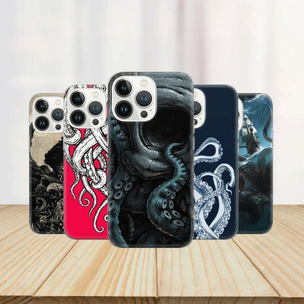 Kraken Phone Case Octopus Cover for iPhone 14 13 12 Pro 11 XR 8 7, Samsung S23 S22 A73 A53 A13 A14 S21 Fe S20, Pixel 7 6A
