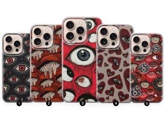 Creepy Eyes Phone case - Horror Goth Cover for iPhone 17, 16, 15, 14, 13, Samsung S25, S24, S23, S22, A56, A54, A16, Pixel 10 Pro, 9A