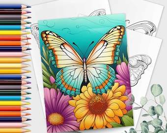 Butterfly Coloring Book for Adults | Relaxation Coloring | 75 Pages | Digital Download