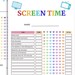 Screen Time Chart Checklist, Editable Printable Screen Time Task Chart ...