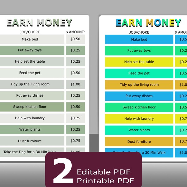 Pocket Money Chart Etsy Australia