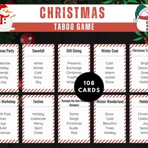 Christmas Taboo Game | Printable Holiday Party Game | Forbidden Word ...