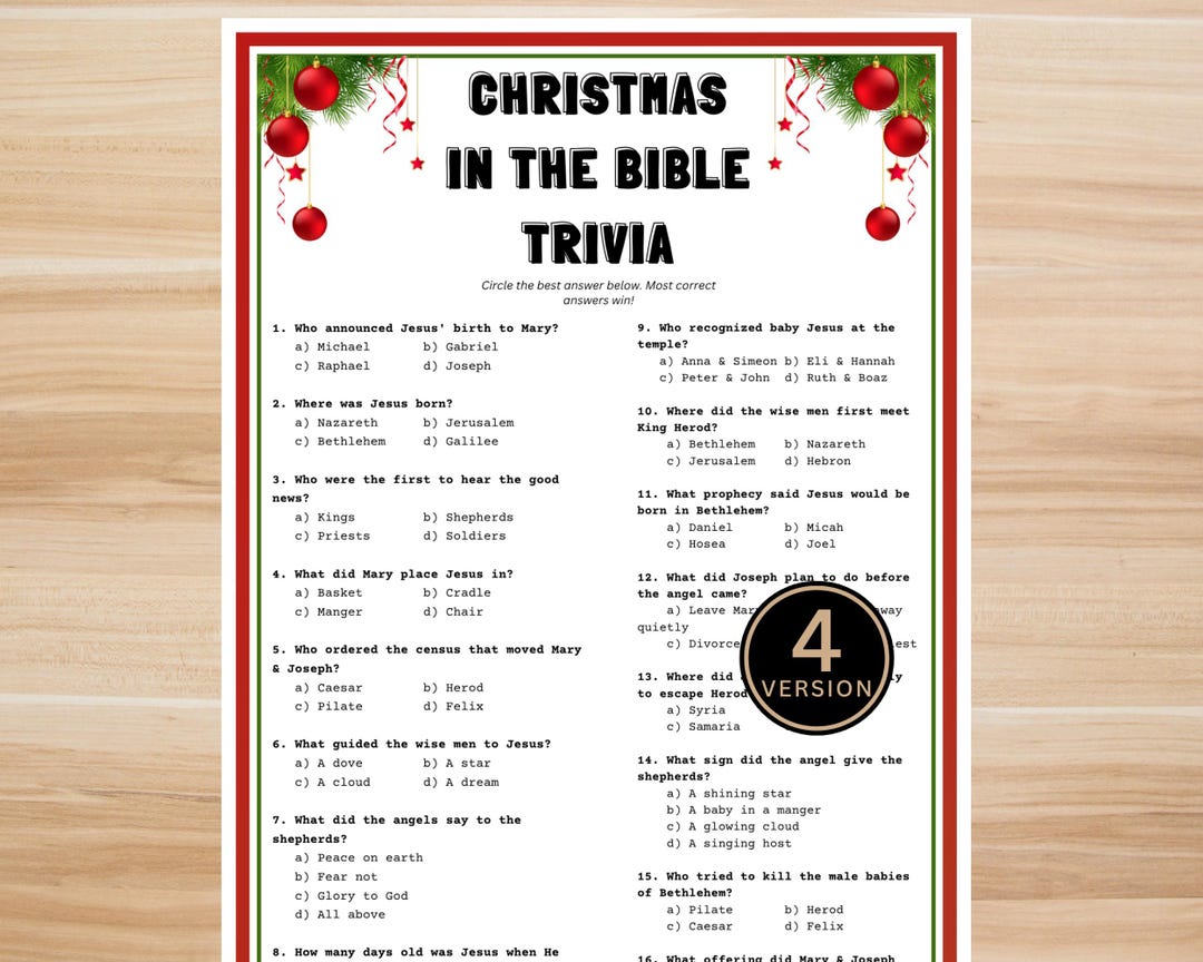 Christmas in the Bible Trivia Game | Christian Christmas Quiz | Church ...