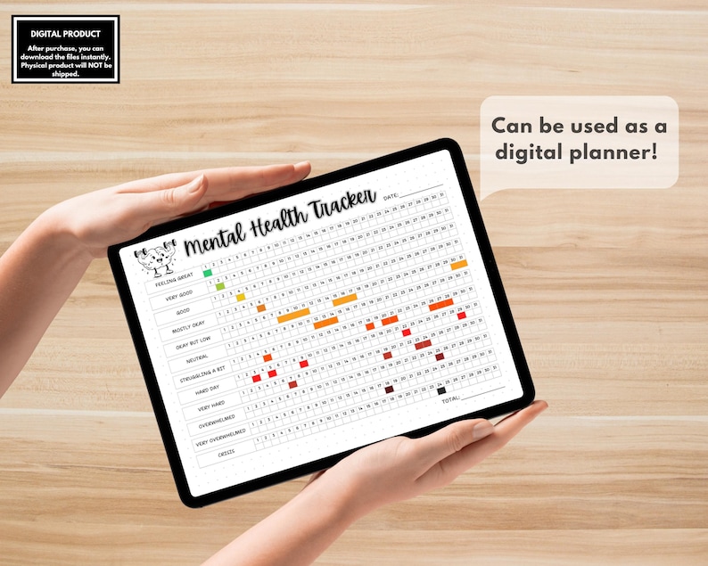 Emotional wellbeing tracker printable PDF download