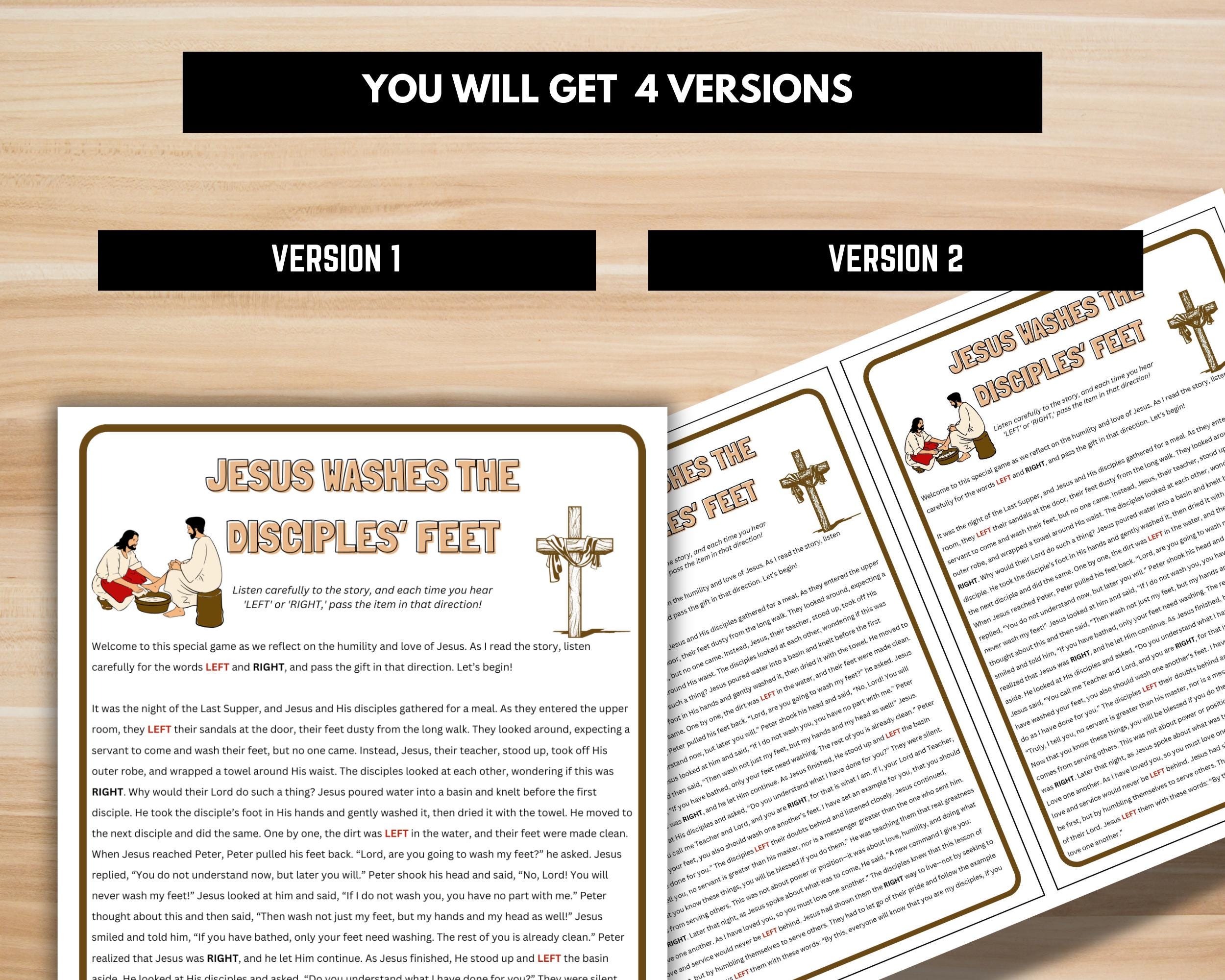 Jesus Washes the Disciples’ Feet Left Right Game - Printable Bible ...