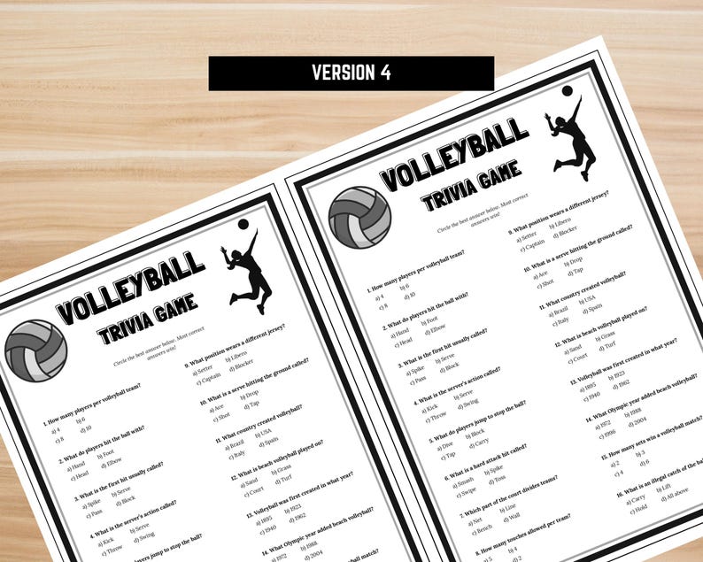 Volleyball Trivia Game – Printable Sports Party Game – Kids and Adults ...