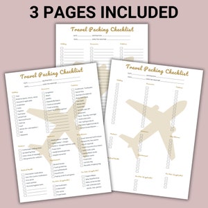 Printable Travel Packing List - Instant Download, Vacation Planner ...