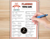 Flamingo Trivia Game Printable for Kids & Adults - Baby Shower Game, Tropical Party Games, Senior Game Night, Office Party Ideas