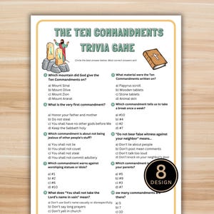 The Ten Commandments Trivia Game - Printable Christian Bible Game for Church Events, Sunday School and Youth Group
