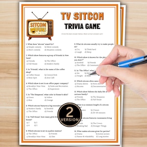 TV Sitcom Trivia Game Printable - Television Trivia Quiz, Movie Night Party Game, Family Game Night, Office Party Instant Download