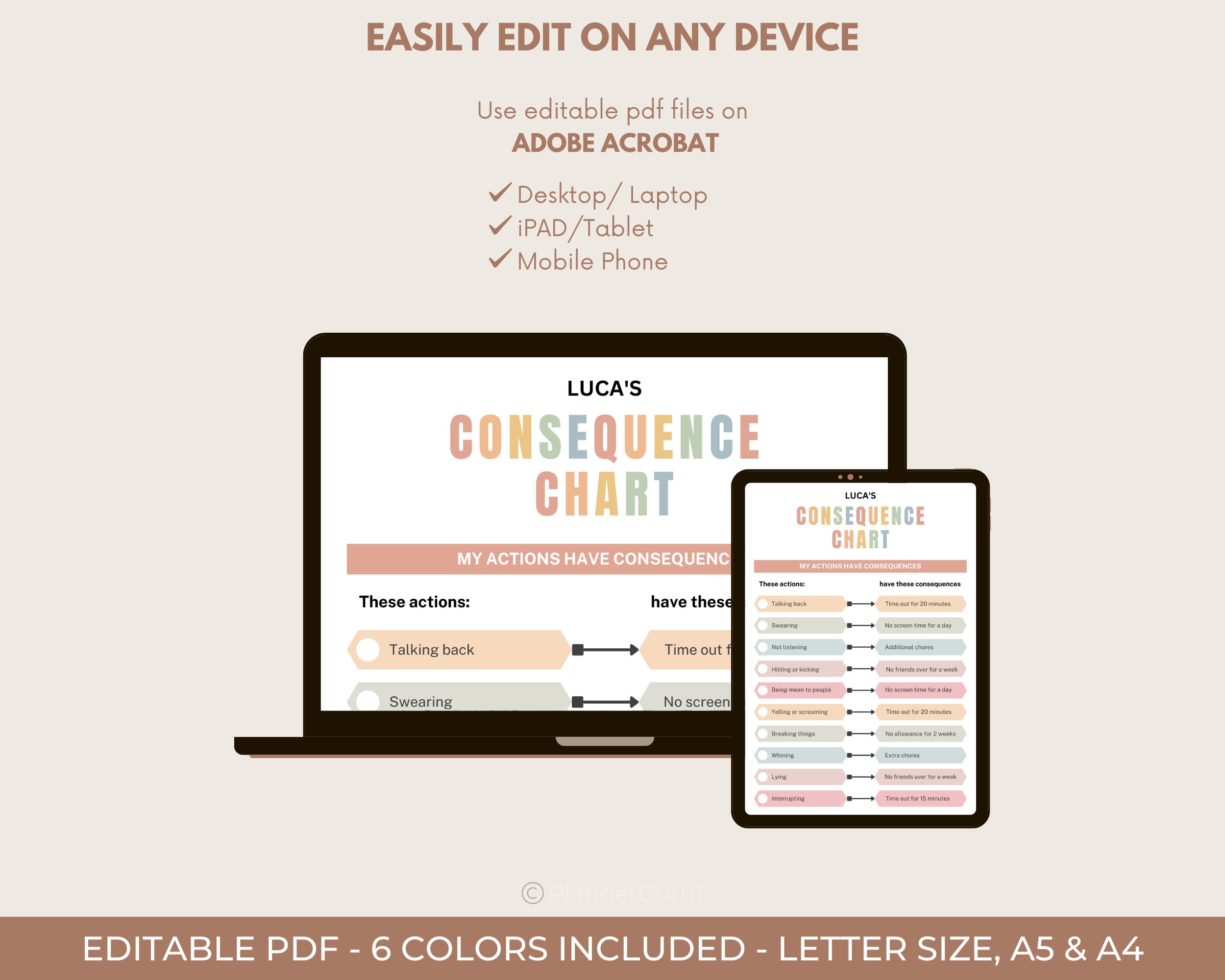 Customizable Consequence Chart, My Actions Have Consequences, School ...