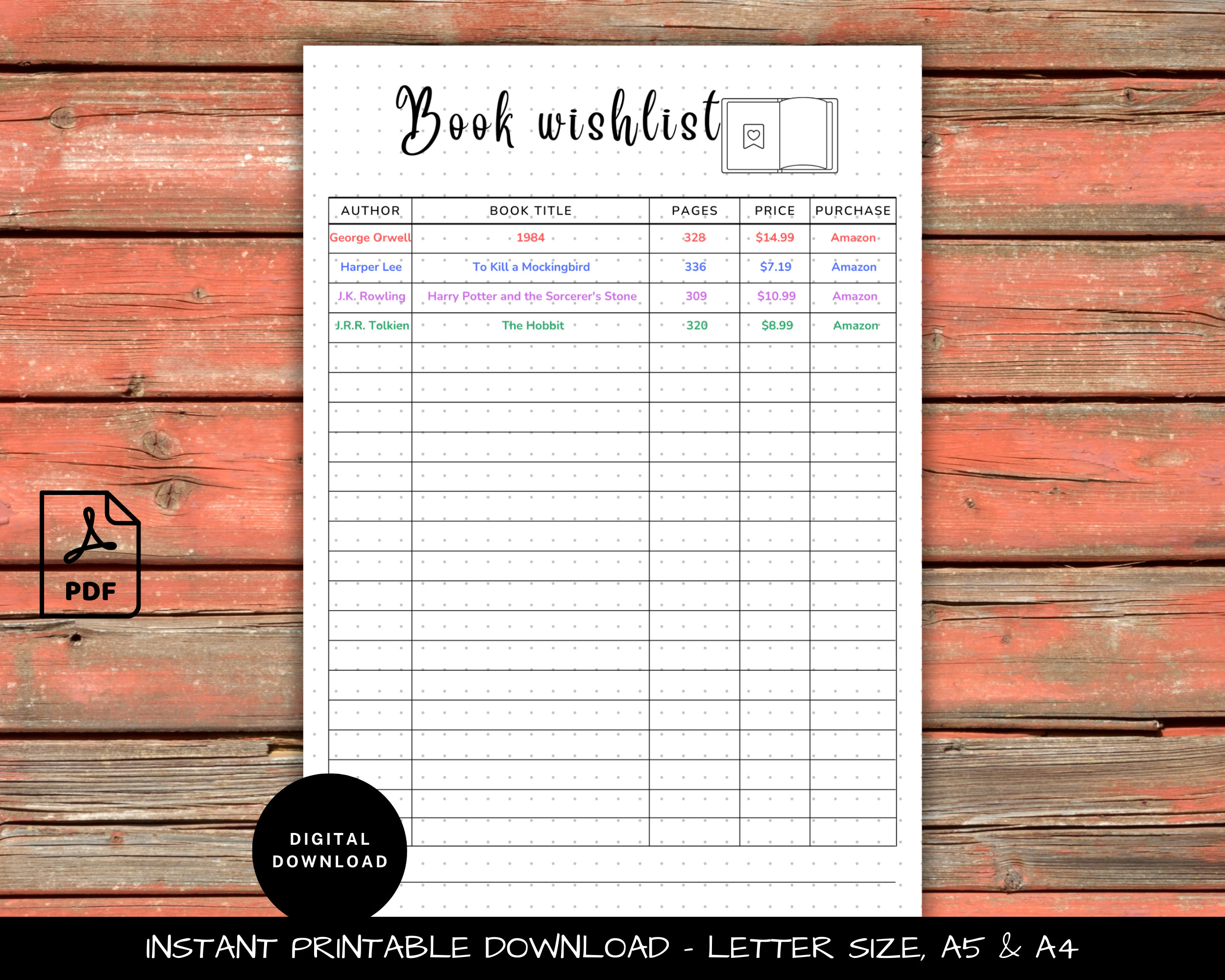 Book Wishlist - Etsy