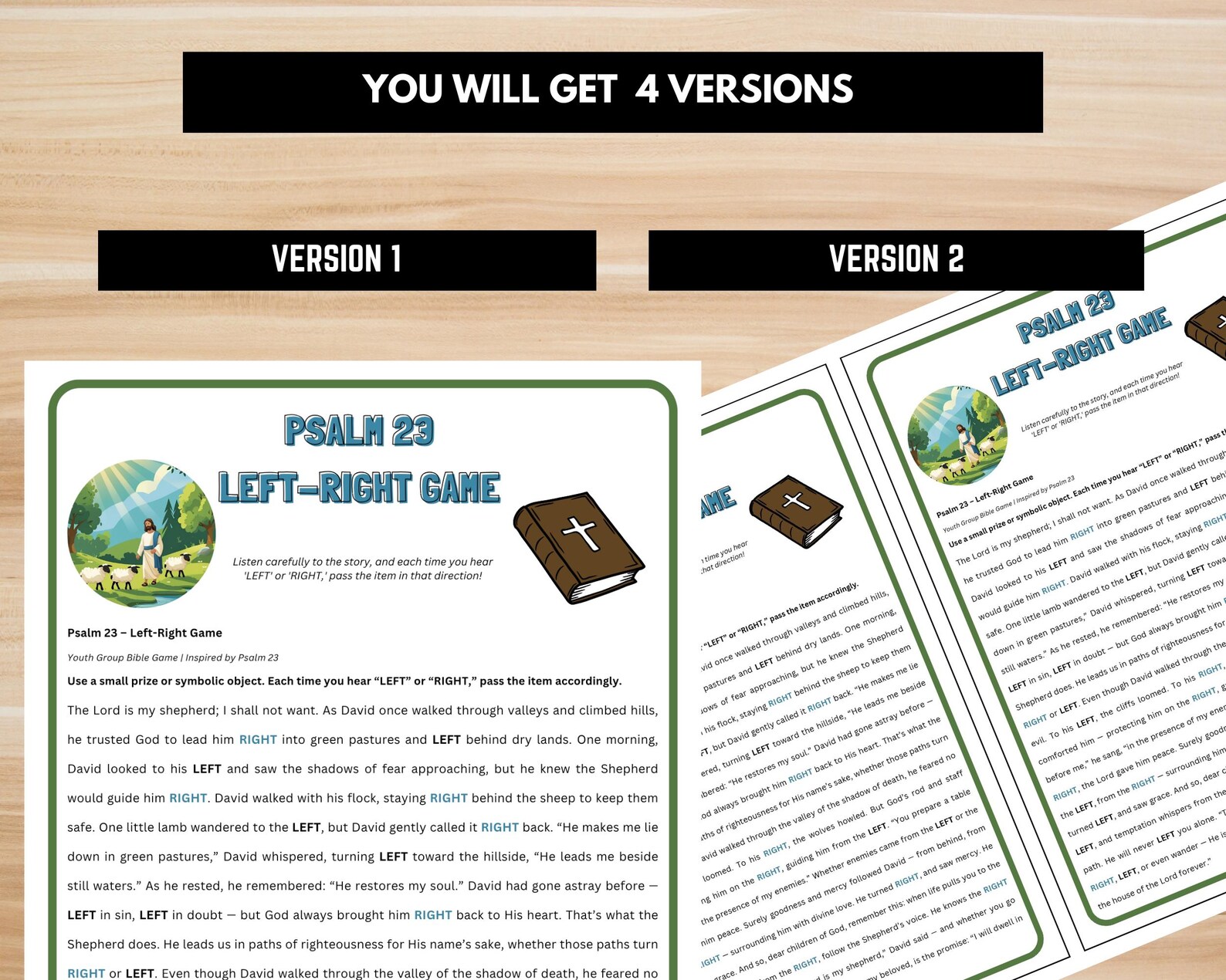 Psalm 23 Left Right Game Printable – Bible Study Activity – Christian ...