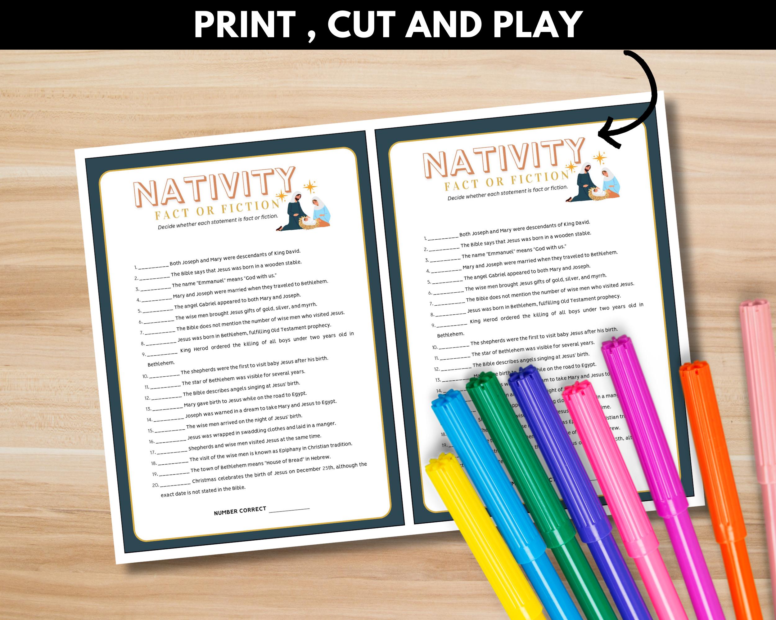 Bible Christmas Trivia | Nativity Fact or Fiction Game | Printable ...