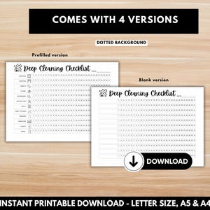 Filled and Blank cleaning checklist in Letter size for custom chore tracking.