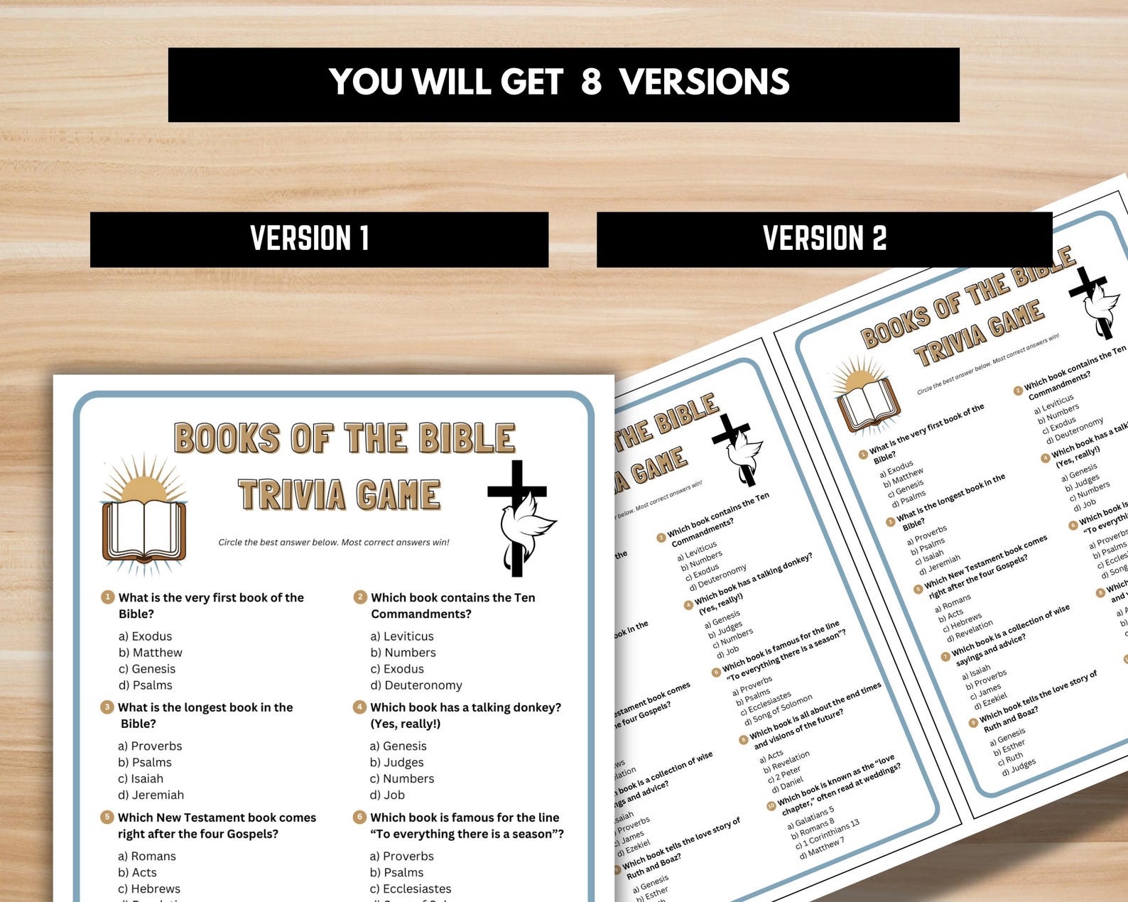 Books of the Bible Trivia Game - Printable Christian Game for Church ...