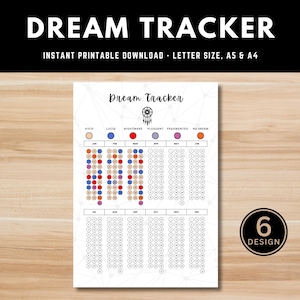 Dream Tracker stampabile annualmente - Diario dei sogni - Registro dei sogni - Tracker del sonno - Analisi annuale dei sogni - Modelli di lettere A4, A5 e USA
