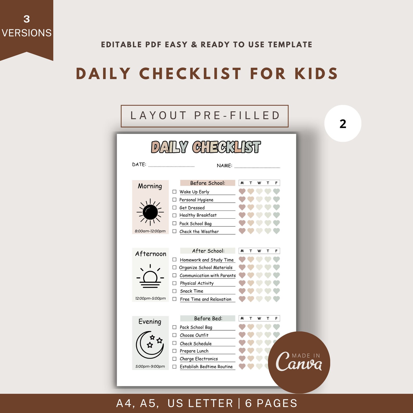 Customizable Daily Routine Chart for Kids | Editable & Printable ...