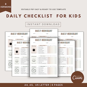 Customizable Daily Routine Chart for Kids | Editable & Printable | Before and After School Checklist Children's Chore Chart , Responsibility
