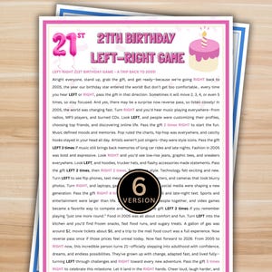 21st Birthday Left Right Game – Printable Party Game, Born in 2005, Pass the Present, Fun Adult Birthday Activity, Instant Download