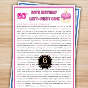50th Birthday Left Right Game, Born in 1976 Party Game, Printable Left Right Gift Exchange, Birthday Pass the Present, Party Icebreaker