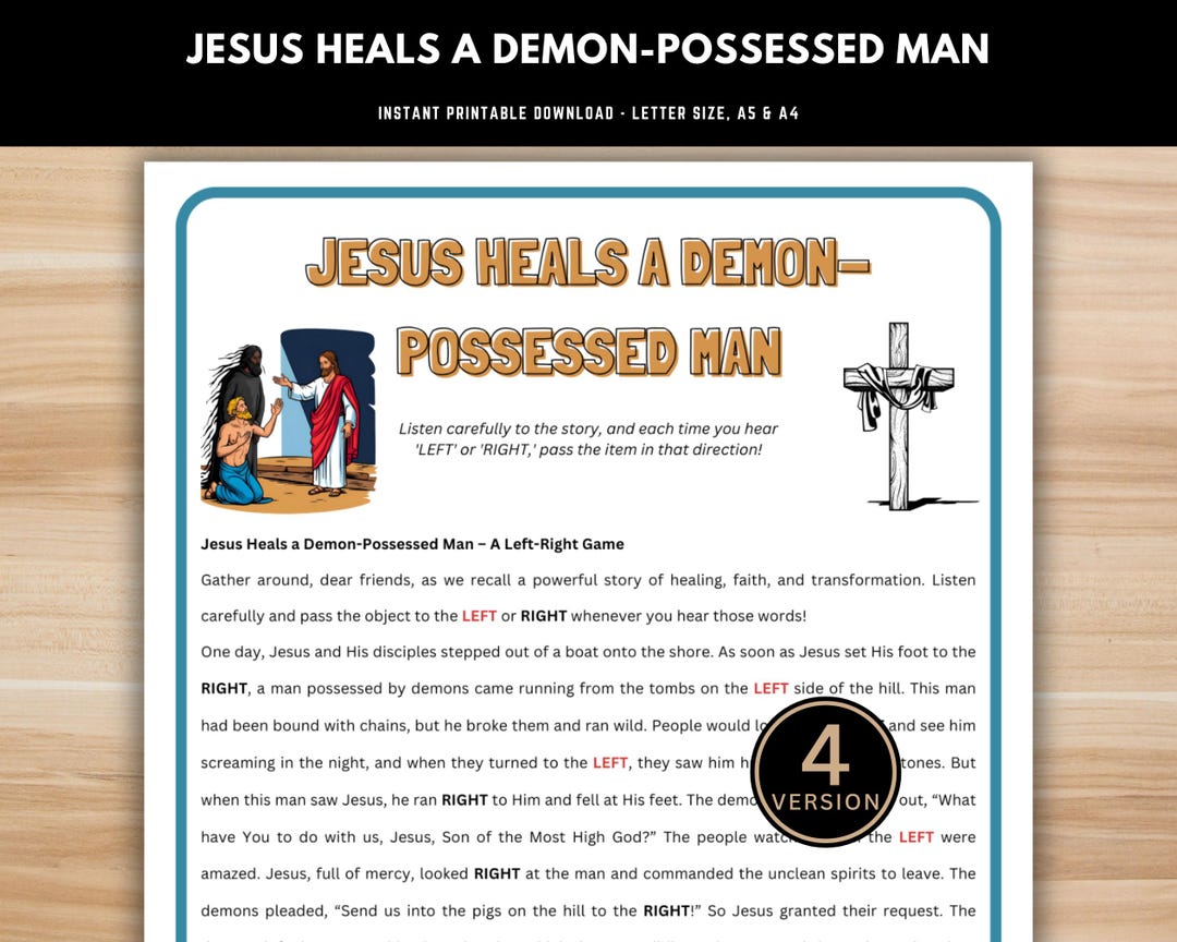 Jesus Heals a Demon-possessed Man Left-right Game – Printable Bible ...