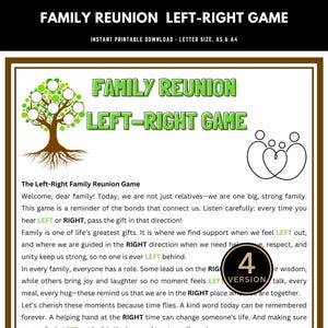 Juego imprimible de izquierda a derecha para la reunión familiar: juego de poemas para pasar el regalo, divertido rompehielos para niños y adultos, actividad para fiestas familiares