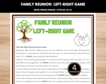 Family Reunion Left Right Game Printable - Pass the Gift Poem Game, Fun Icebreaker for Kids and Adults, Family Party Activity