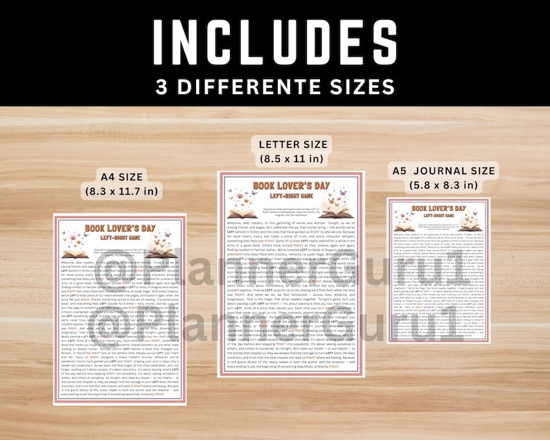 Book Lover’s Day activity – Left Right story game, printable PDF, great for classrooms and libraries