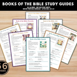 Bible Study Guide Printable | 66 Book Summaries | Old and New Testament Study Tool | Scripture Reading Tracker | Sunday School PDF