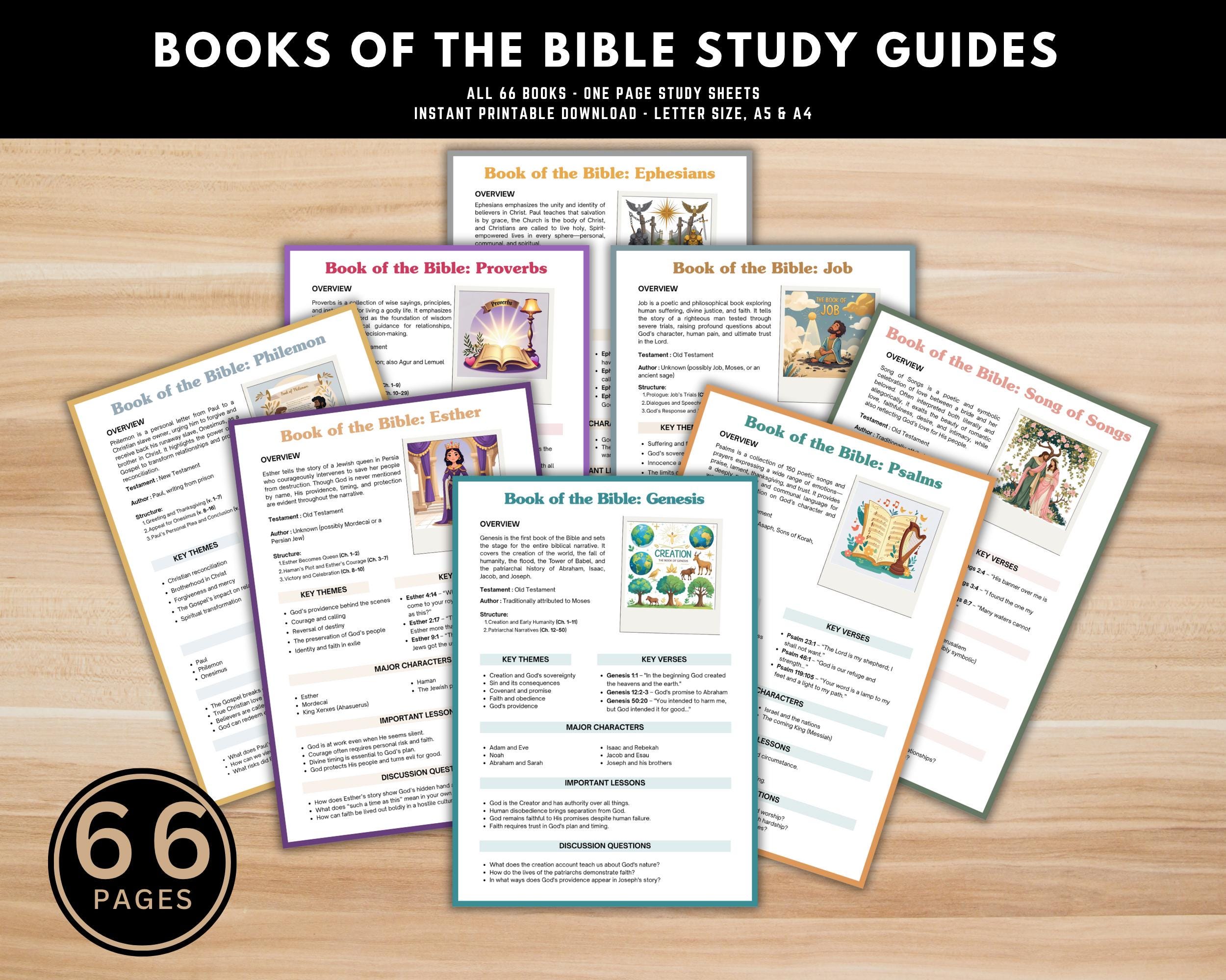 Bible Study Guide Printable | 66 Book Summaries | Old and New Testament ...