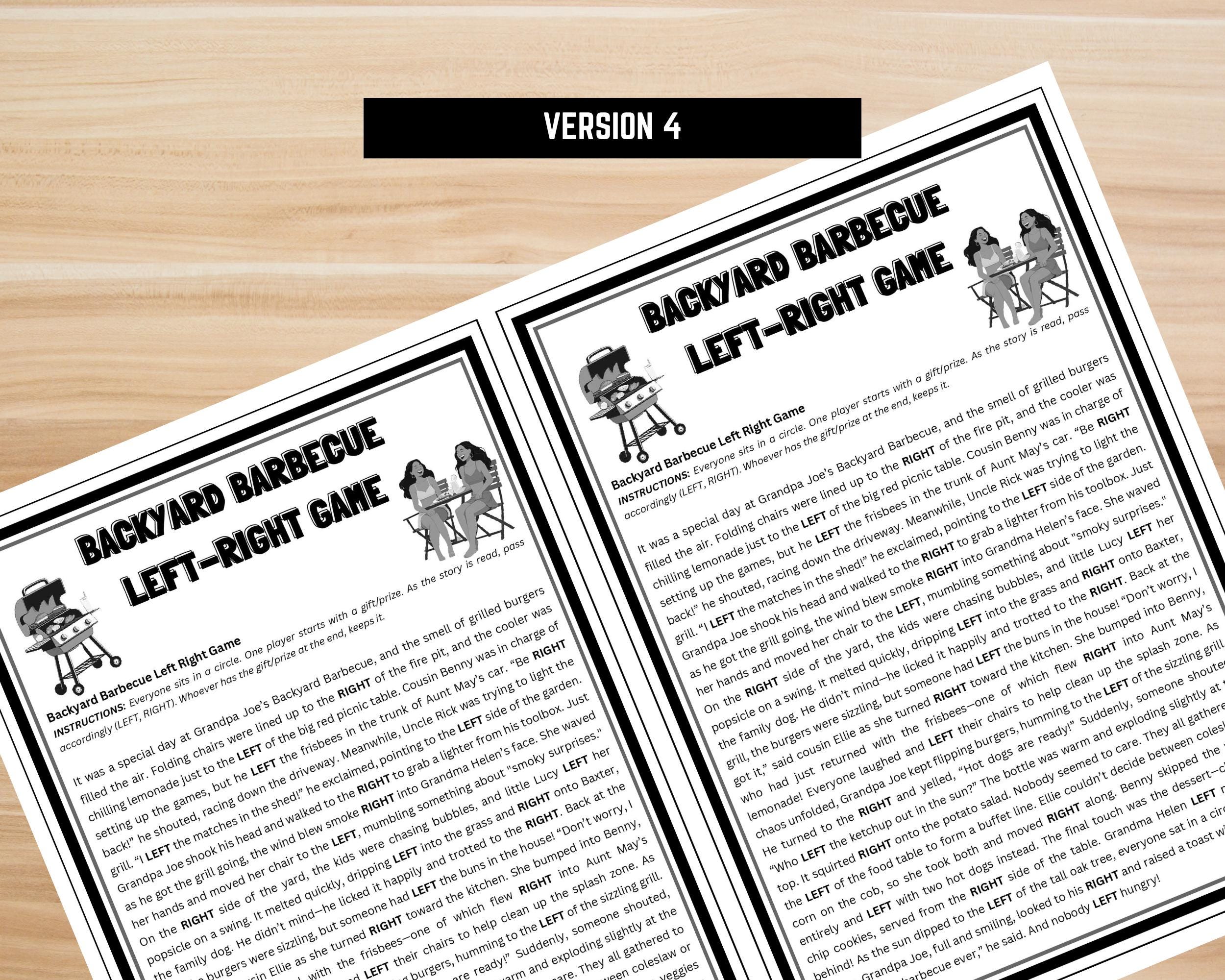 Barbecue Left-right Game – Printable BBQ Party Game – Backyard Cookout ...