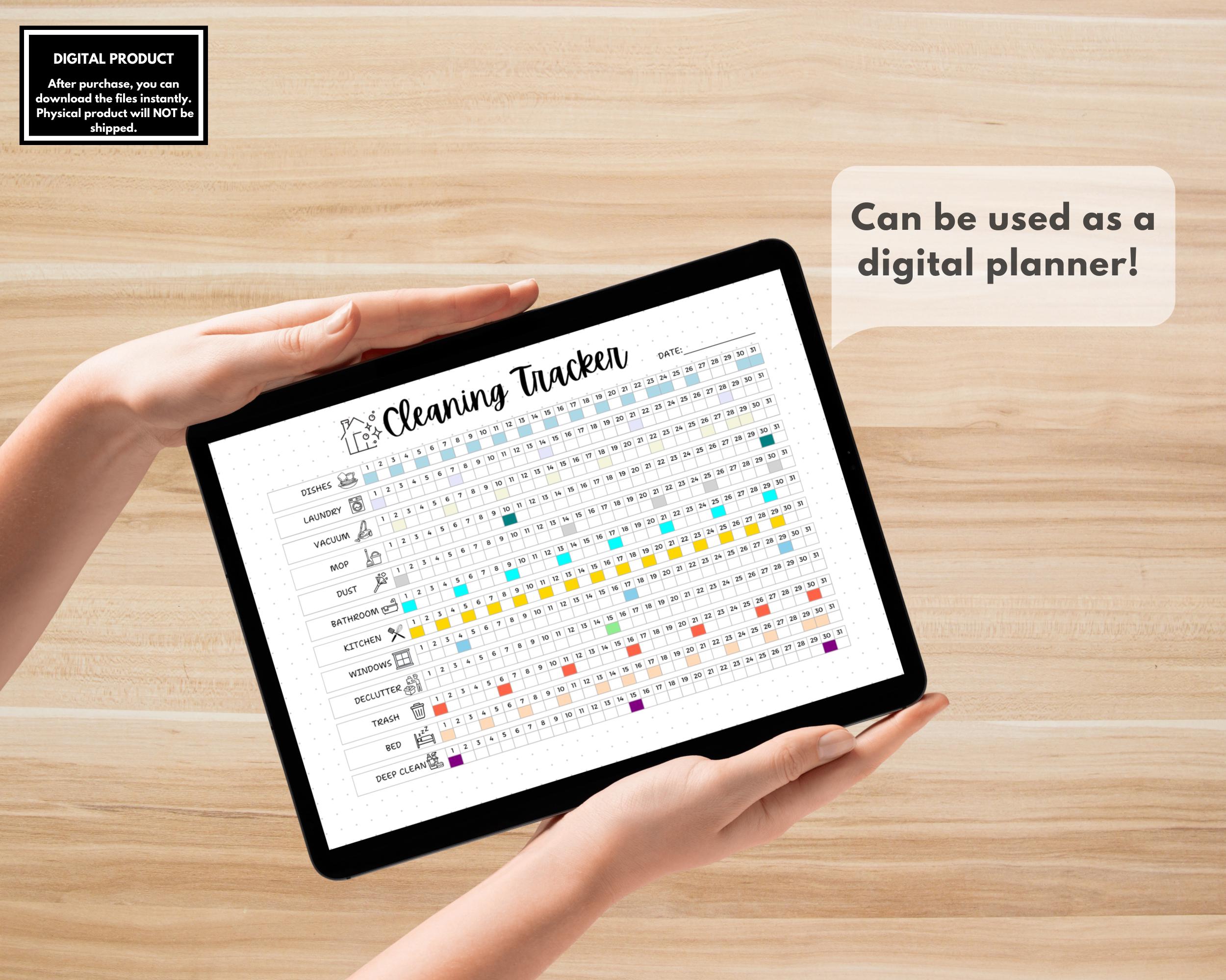 Cleaning Tracker Printable | Chores List and Cleaning Log | Bullet ...