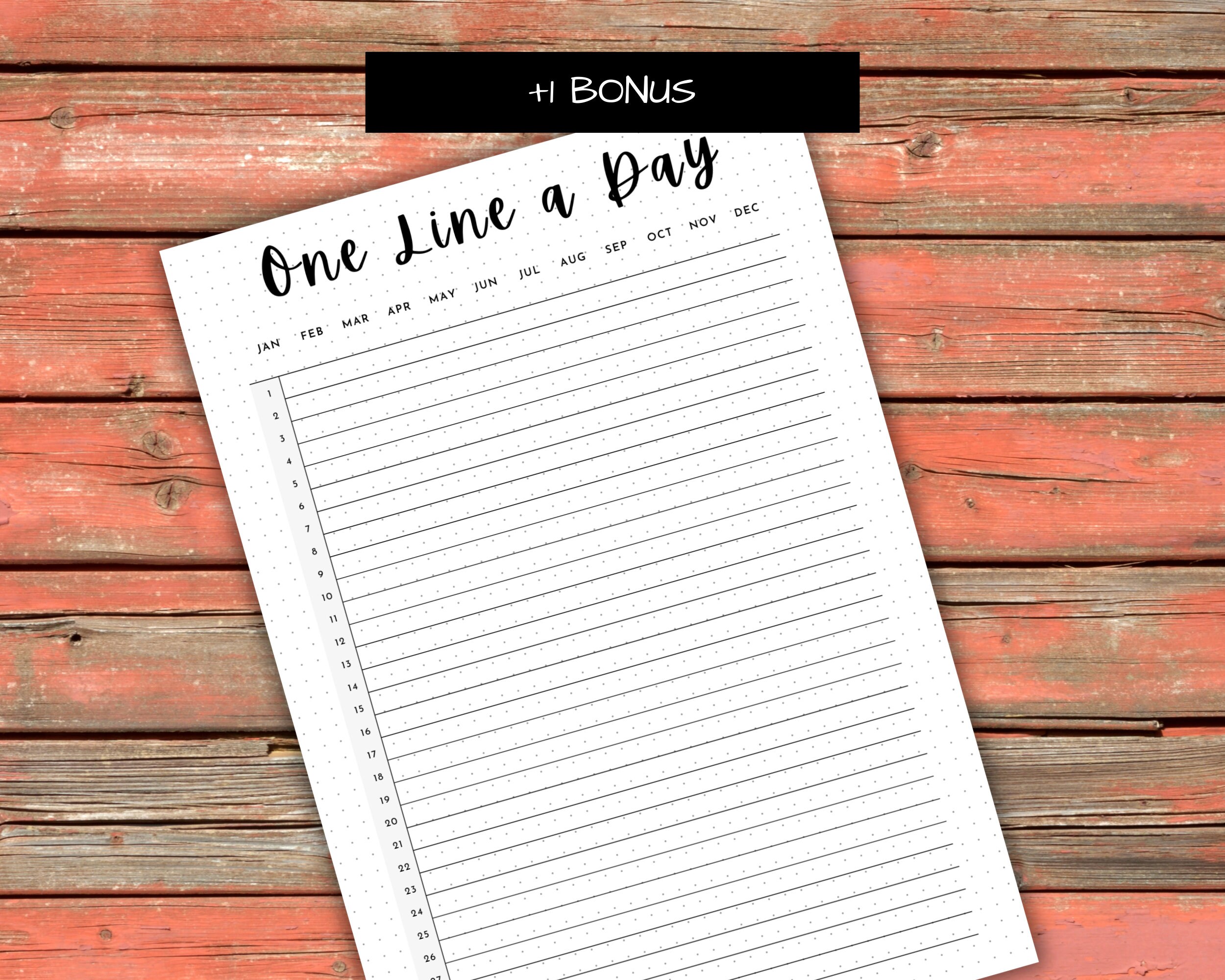 One Line A Day - PRINTABLE Journal Page, Daily Gratitude Tracker ...