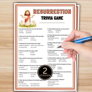 Easter Resurrection Trivia Game Printable for Kids - Christian Easter Bible Game, Sunday School Quiz, Family Activity Instant Download