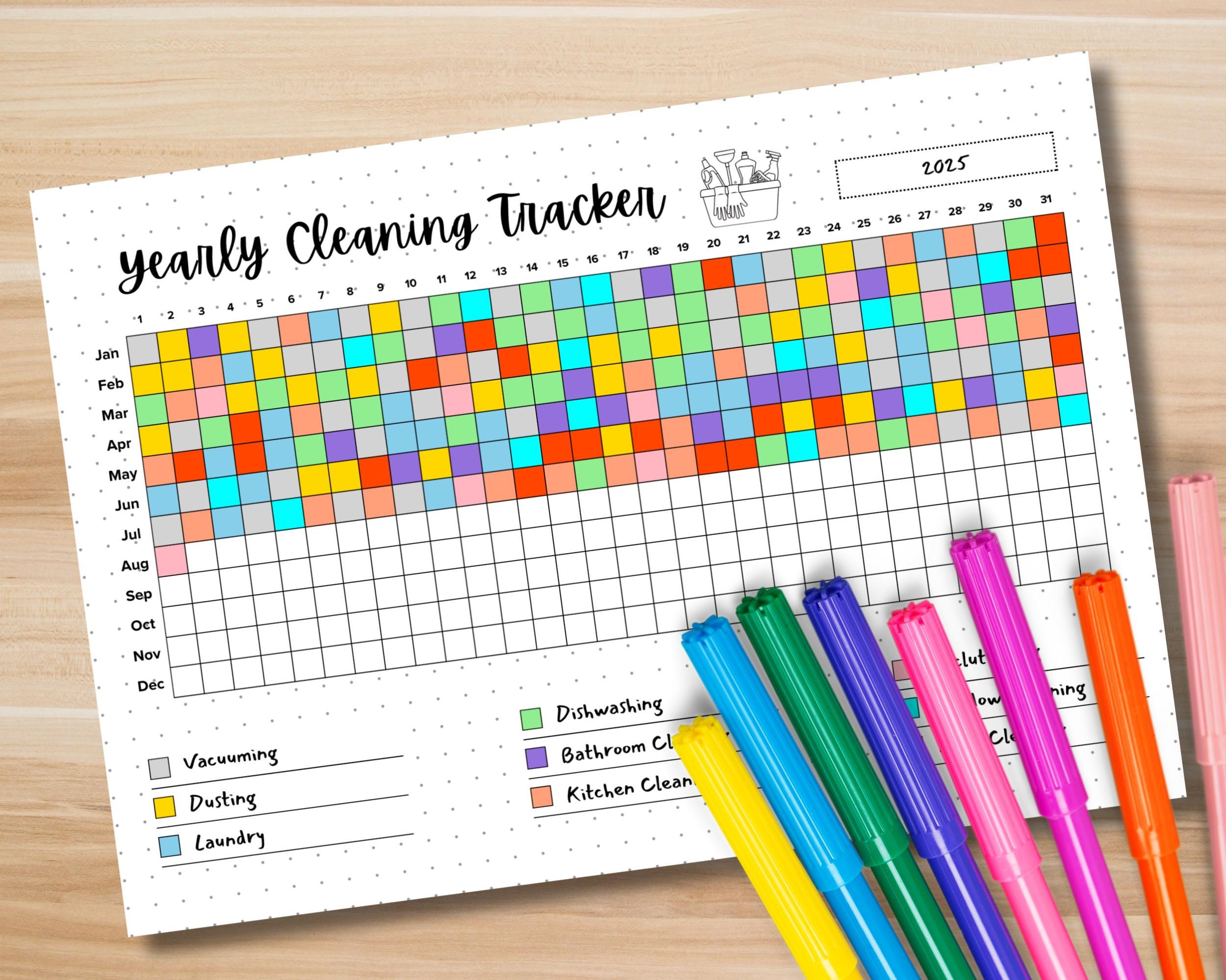 Yearly Cleaning Tracker Printable - Cleaning Planner Page - Chores ...