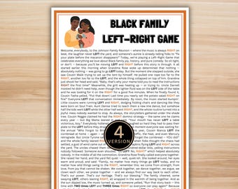 Black Family Left-Right Game – Funny Family Reunion Party Game | Pass-the-Gift Story | Instant Download | Adults, Kids and Seniors