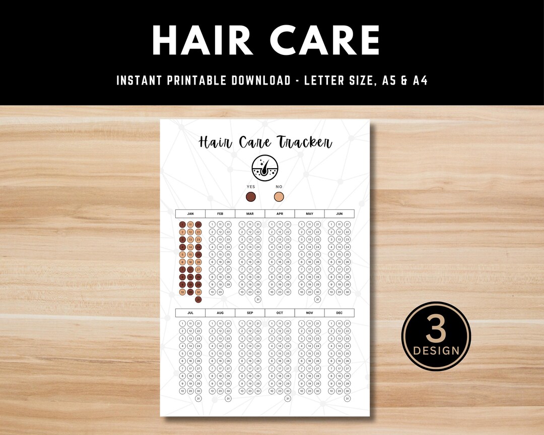 Printable Hair Care Tracker - Yearly Hair Wash Log - Self Care Journal Page - Beauty Routine ...