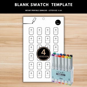 Lege staaltest, afdrukbare kleurenkaart voor markeringen, dagboekpagina, plannersjabloon, Bullet Journal-idee | Organiseer Ohuhu, meer markersets