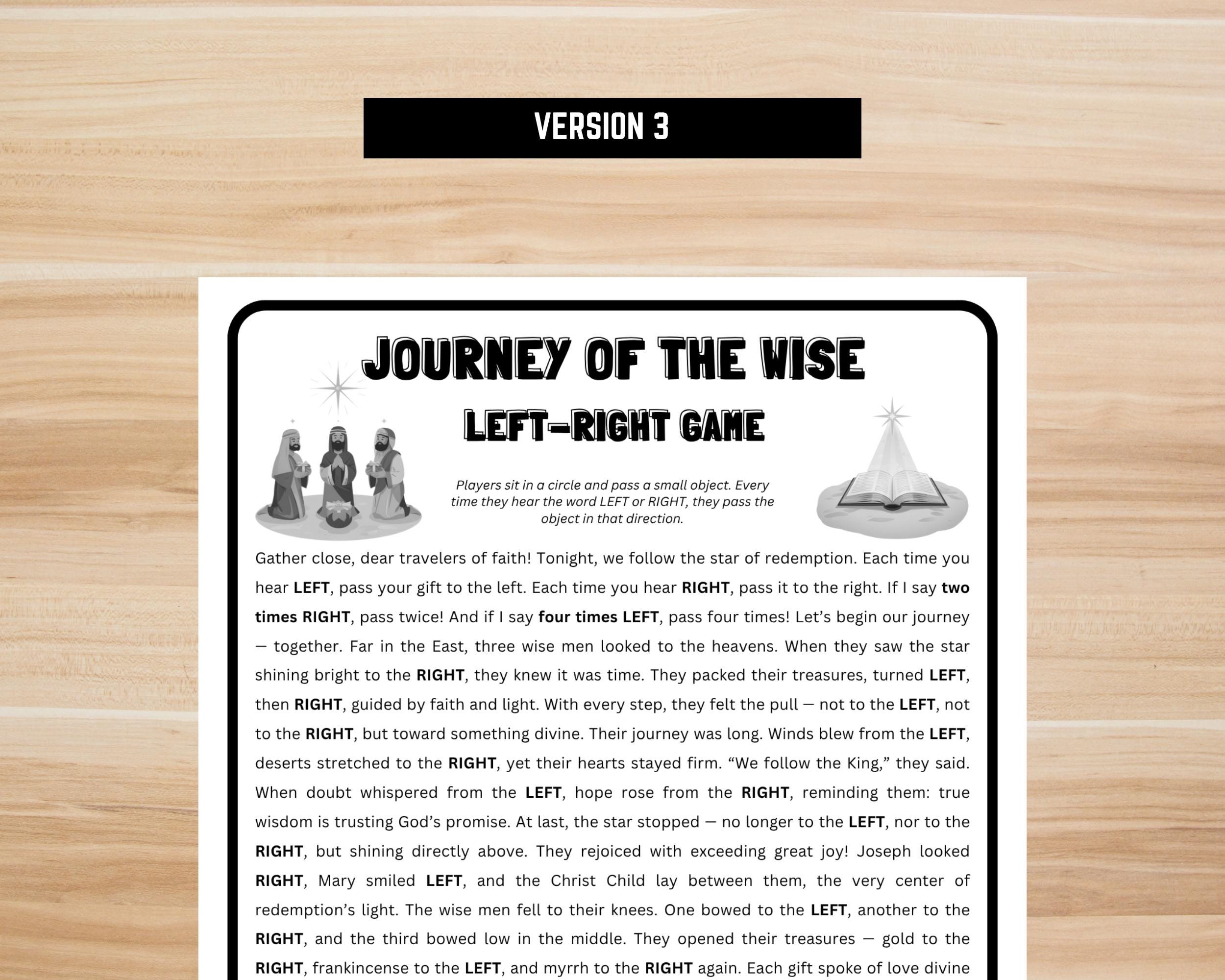 Journey of the Wise Left Right Game Printable – Christian Christmas ...